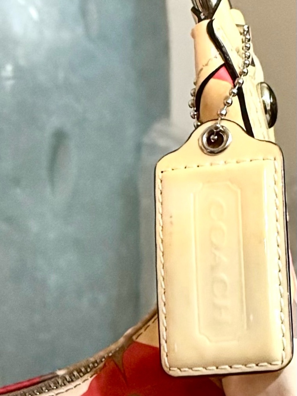 COACH Kristin Op Art Yellow Multicolor Satin Hobo Shoulder Bag 2013 #F22745 EUC - Picture 7 of 16